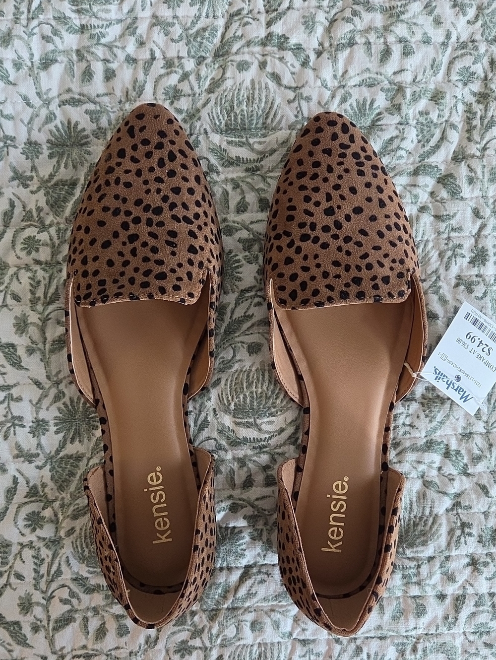 Kensie Women’s Leopard Print D’Orsay Flats - Tan